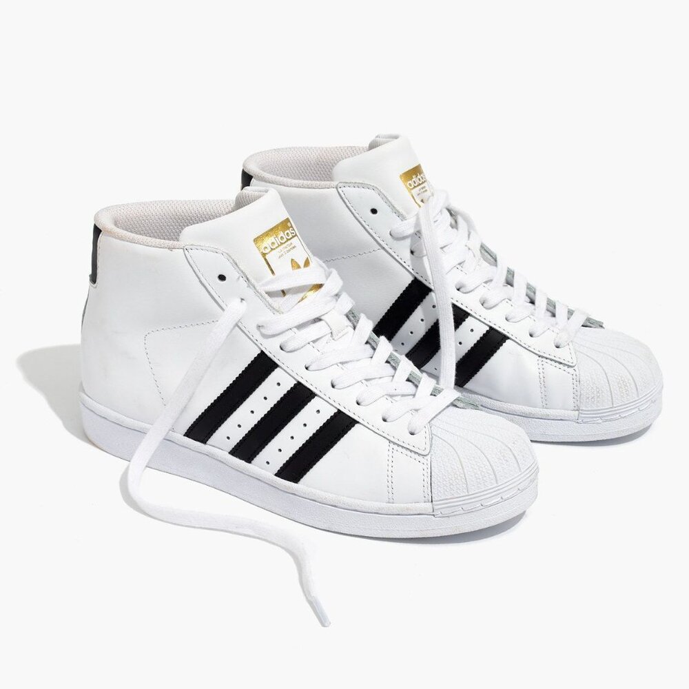Adidas Super High Top Sneakers - White, Size 7 Boys Grade School, New Condition - Picture 1 of 2